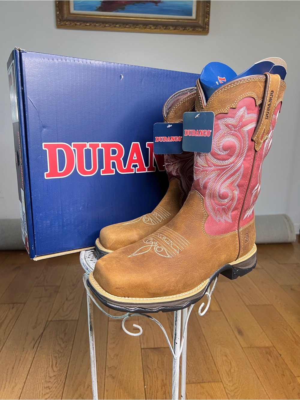 Durango,steel toes Navy Blue Waterproof Work Shoe Box